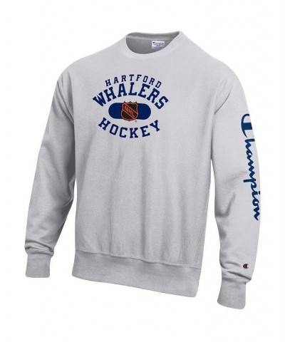 Men's Heathered Gray Hartford Whalers Reverse Weave Pullover Sweatshirt $27.06 Sweatshirt