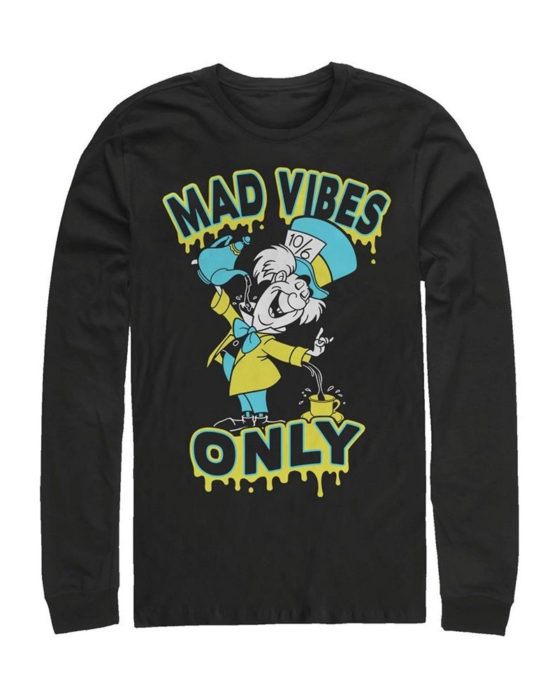 Alice in Wonderland Spill It Hatter Men's Long Sleeve Crew Neck T-shirt Black $17.60 T-Shirts