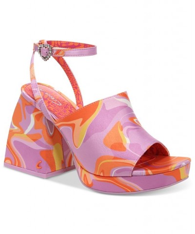 Miranda Two-Piece Platform Sandals Orange $42.57 Shoes