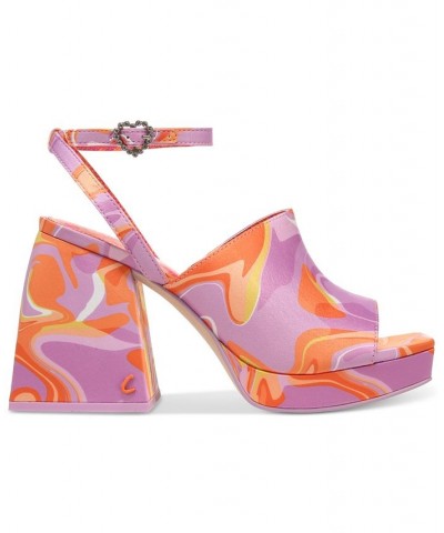 Miranda Two-Piece Platform Sandals Orange $42.57 Shoes