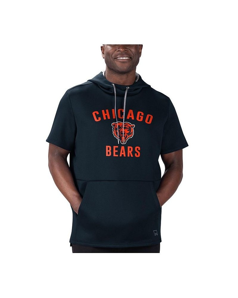 Men's Navy Chicago Bears Post Short Sleeve Pullover Hoodie $42.30 Sweatshirt