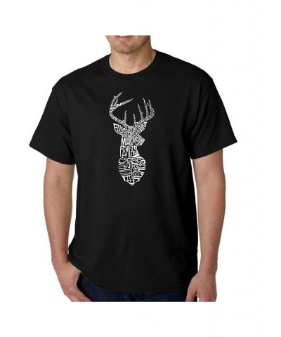 Mens Word Art T-Shirt - Types of Deer Black $11.75 T-Shirts