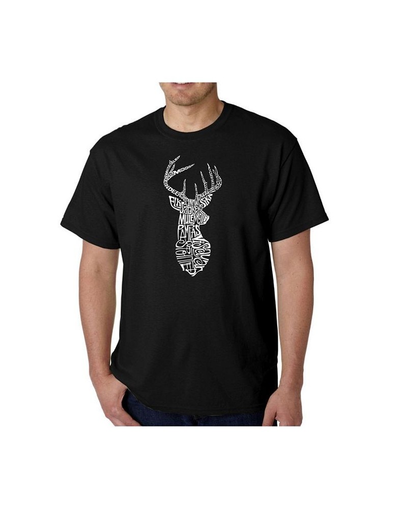 Mens Word Art T-Shirt - Types of Deer Black $11.75 T-Shirts