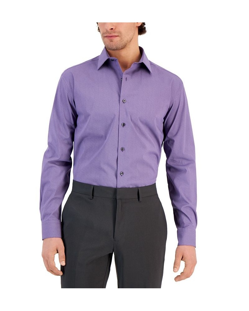 Men's Regular Fit Stain Resistant Micro-Dot Dress Shirt Purple $36.75 Dress Shirts