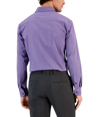 Men's Regular Fit Stain Resistant Micro-Dot Dress Shirt Purple $36.75 Dress Shirts