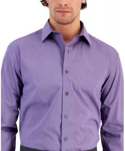 Men's Regular Fit Stain Resistant Micro-Dot Dress Shirt Purple $36.75 Dress Shirts