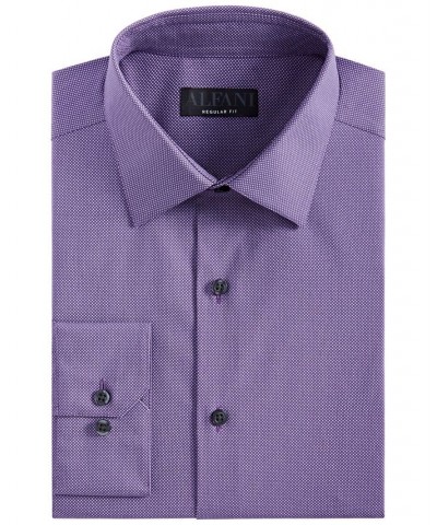 Men's Regular Fit Stain Resistant Micro-Dot Dress Shirt Purple $36.75 Dress Shirts