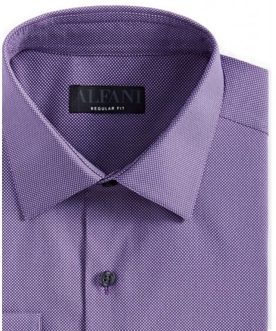 Men's Regular Fit Stain Resistant Micro-Dot Dress Shirt Purple $36.75 Dress Shirts