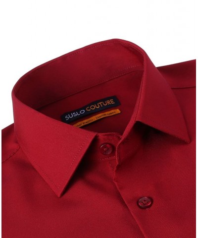 Men's Slim Fit Performance Short Sleeves Solid Button Down Shirt PD11 $18.14 Dress Shirts