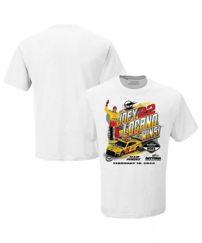 Men's White Joey Logano 2023 Bluegreen Vacations Duel 1 Race Winner T-shirt $20.99 T-Shirts