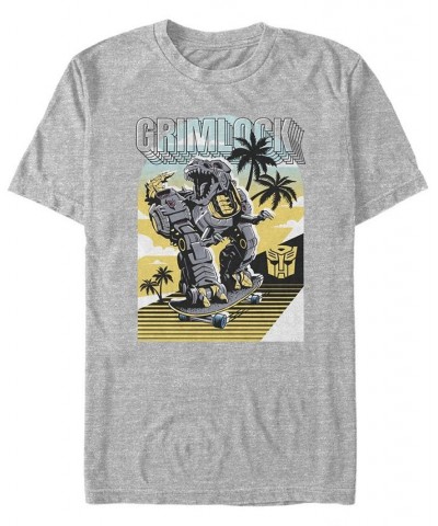 Men's Transformer Grimlock Skater Short Sleeve T-shirt Gray $16.45 T-Shirts