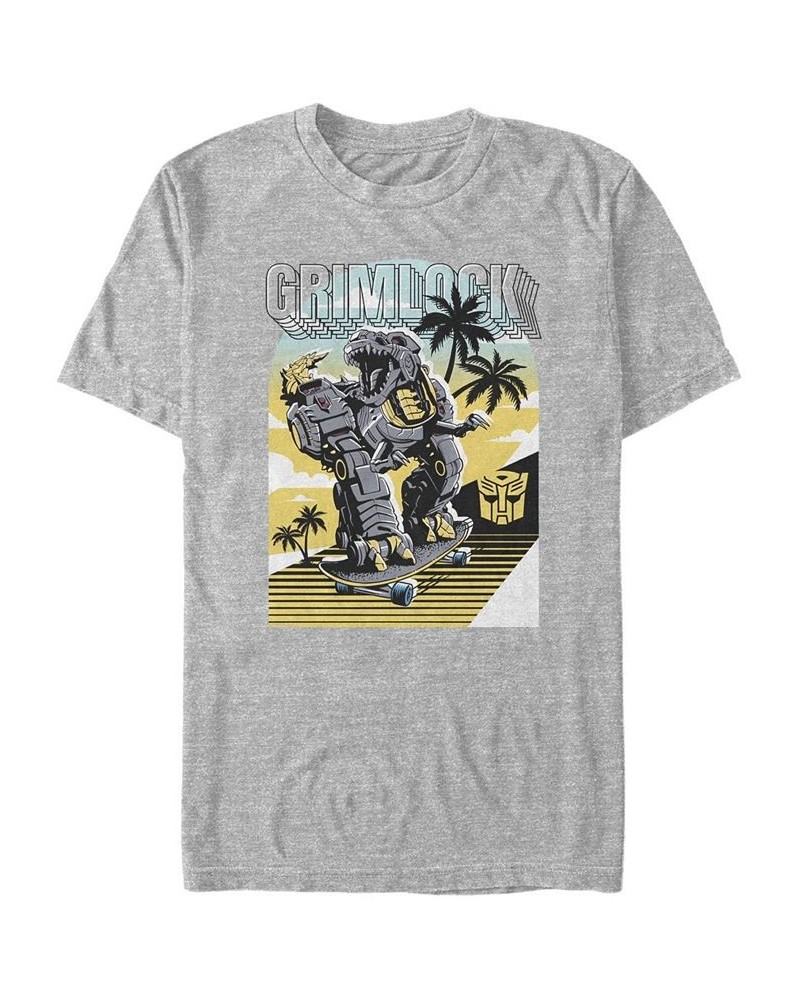 Men's Transformer Grimlock Skater Short Sleeve T-shirt Gray $16.45 T-Shirts