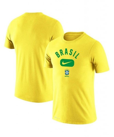 Men's Yellow Brazil National Team Lockup Legend Performance T-shirt $23.39 T-Shirts