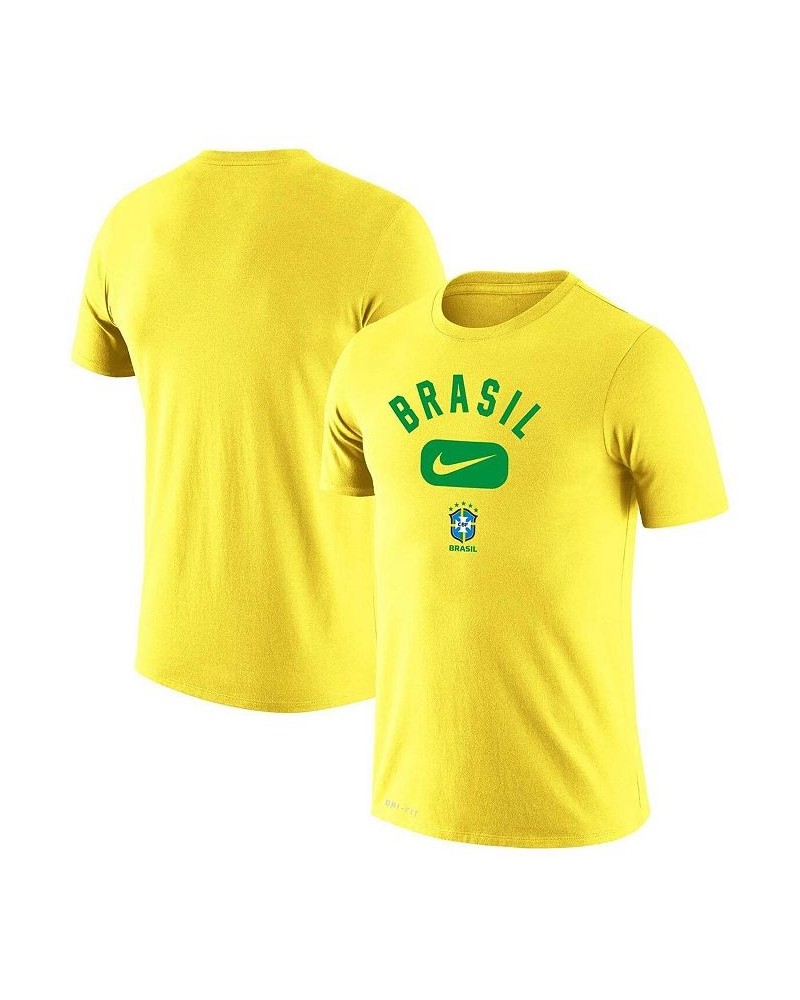 Men's Yellow Brazil National Team Lockup Legend Performance T-shirt $23.39 T-Shirts