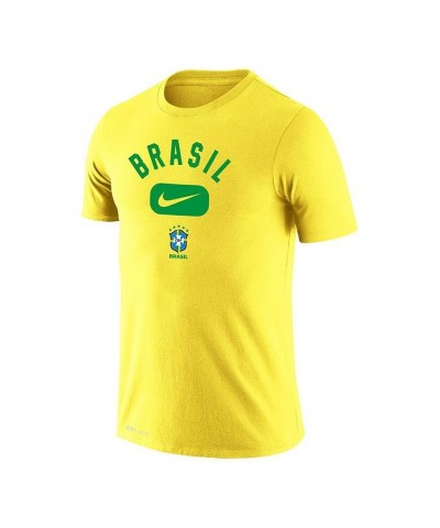 Men's Yellow Brazil National Team Lockup Legend Performance T-shirt $23.39 T-Shirts