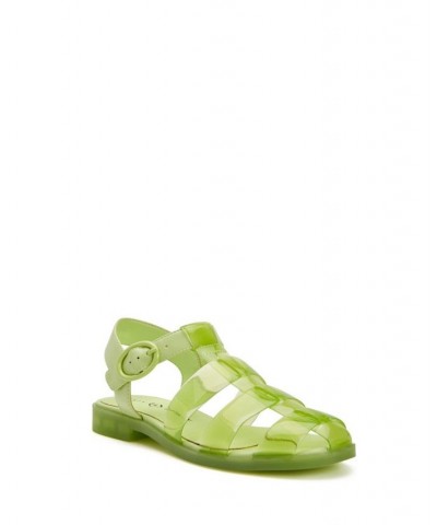 Women's The Geli Fisherman Flat Sandals Green $54.50 Shoes