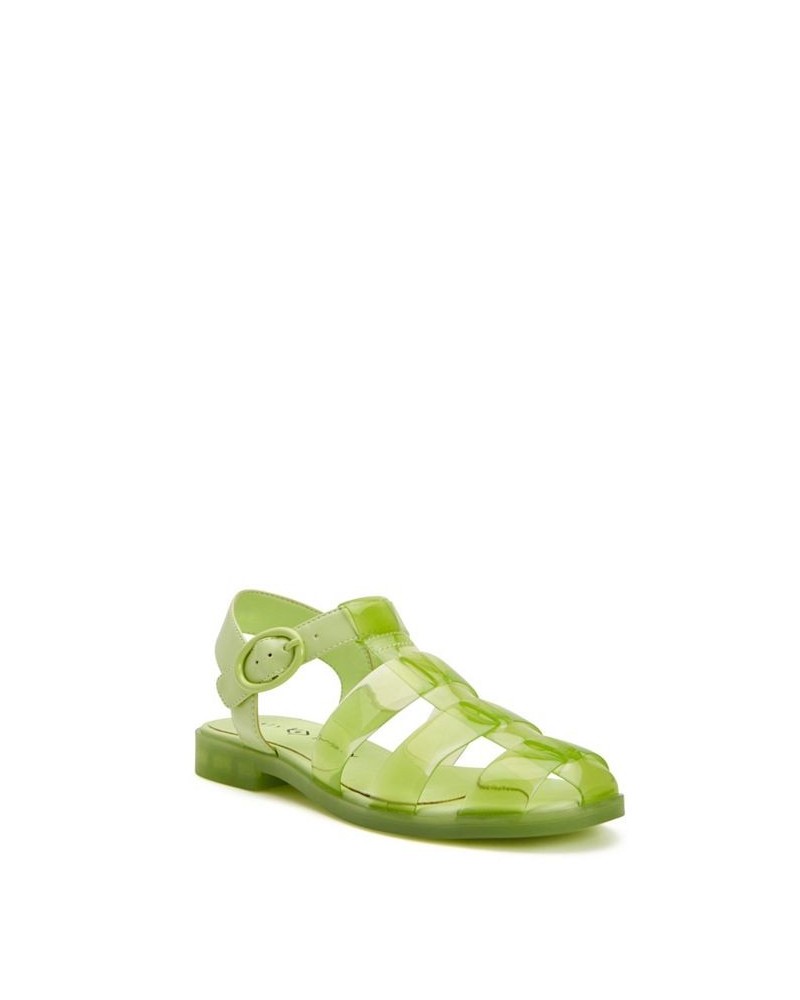 Women's The Geli Fisherman Flat Sandals Green $54.50 Shoes