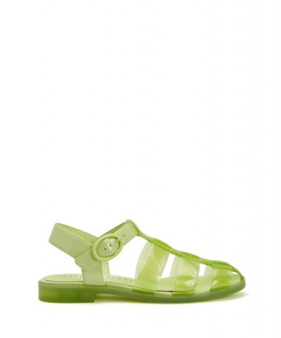 Women's The Geli Fisherman Flat Sandals Green $54.50 Shoes