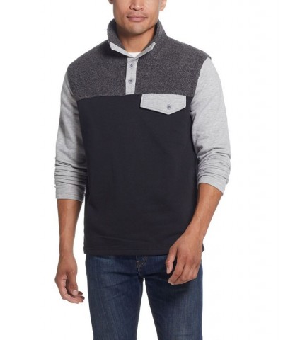 Men's Knit and Sherpa Mixed Pullover Multi $12.40 Sweatshirt