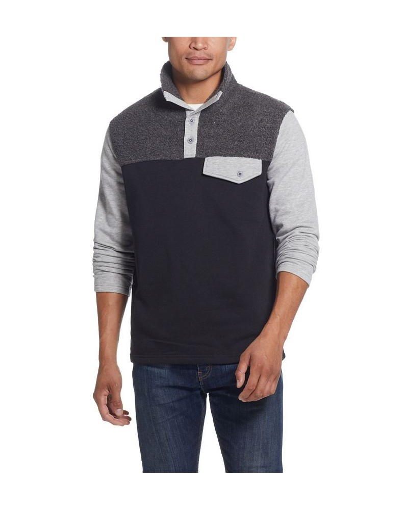 Men's Knit and Sherpa Mixed Pullover Multi $12.40 Sweatshirt