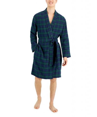 Men's Plaid Plush Flannel Robe Blue $16.63 Pajama