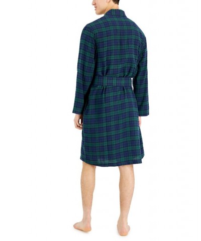 Men's Plaid Plush Flannel Robe Blue $16.63 Pajama