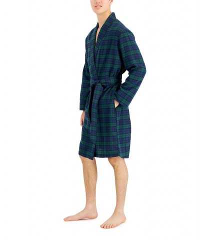 Men's Plaid Plush Flannel Robe Blue $16.63 Pajama