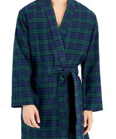 Men's Plaid Plush Flannel Robe Blue $16.63 Pajama