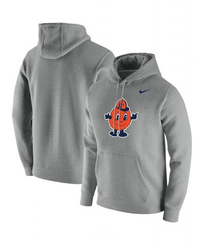 Men's Heathered Gray Syracuse Orange Vintage-Like School Logo Pullover Hoodie $40.80 Sweatshirt