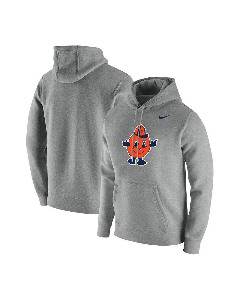 Men's Heathered Gray Syracuse Orange Vintage-Like School Logo Pullover Hoodie $40.80 Sweatshirt