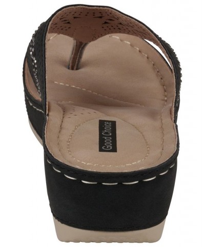 Women's Bari Thong Wedge Sandals Black $30.80 Shoes