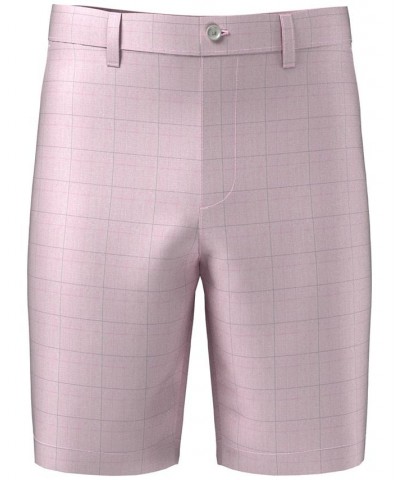 Men's Flat Front Vacation Plaid 9" Golf Shorts Pink $18.97 Shorts