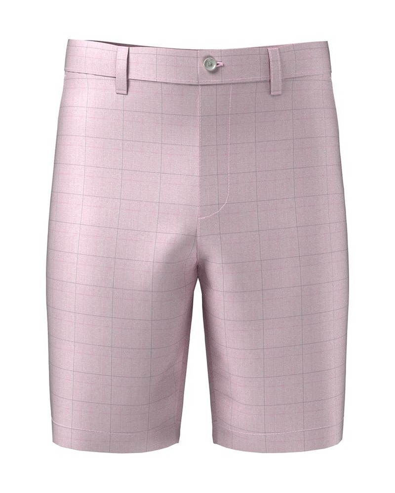 Men's Flat Front Vacation Plaid 9" Golf Shorts Pink $18.97 Shorts