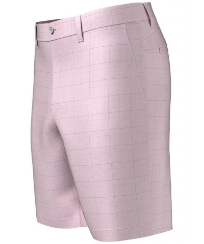 Men's Flat Front Vacation Plaid 9" Golf Shorts Pink $18.97 Shorts