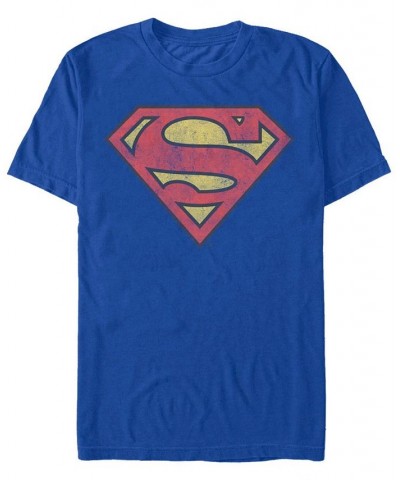 Men's Superman Vintage-Inspired Shield Short Sleeve T-shirt Blue $14.35 T-Shirts