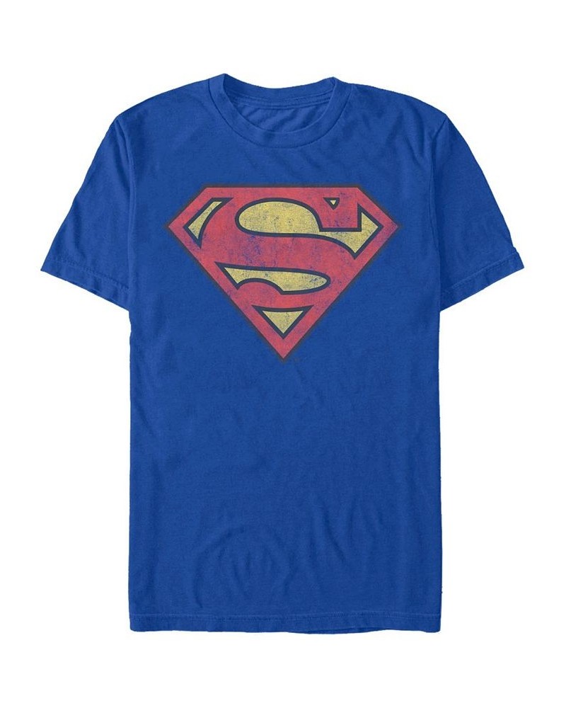 Men's Superman Vintage-Inspired Shield Short Sleeve T-shirt Blue $14.35 T-Shirts