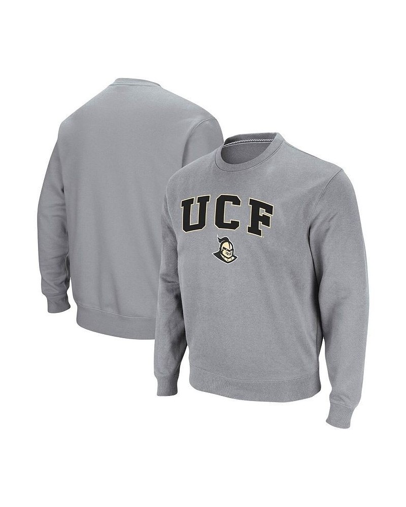 Men's Heathered Gray UCF Knights Arch & Logo Tackle Twill Pullover Sweatshirt $32.39 Sweatshirt