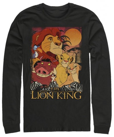 Disney Men's Lion King Happy Group Shot Sunset, Long Sleeve T-Shirt Black $20.00 T-Shirts