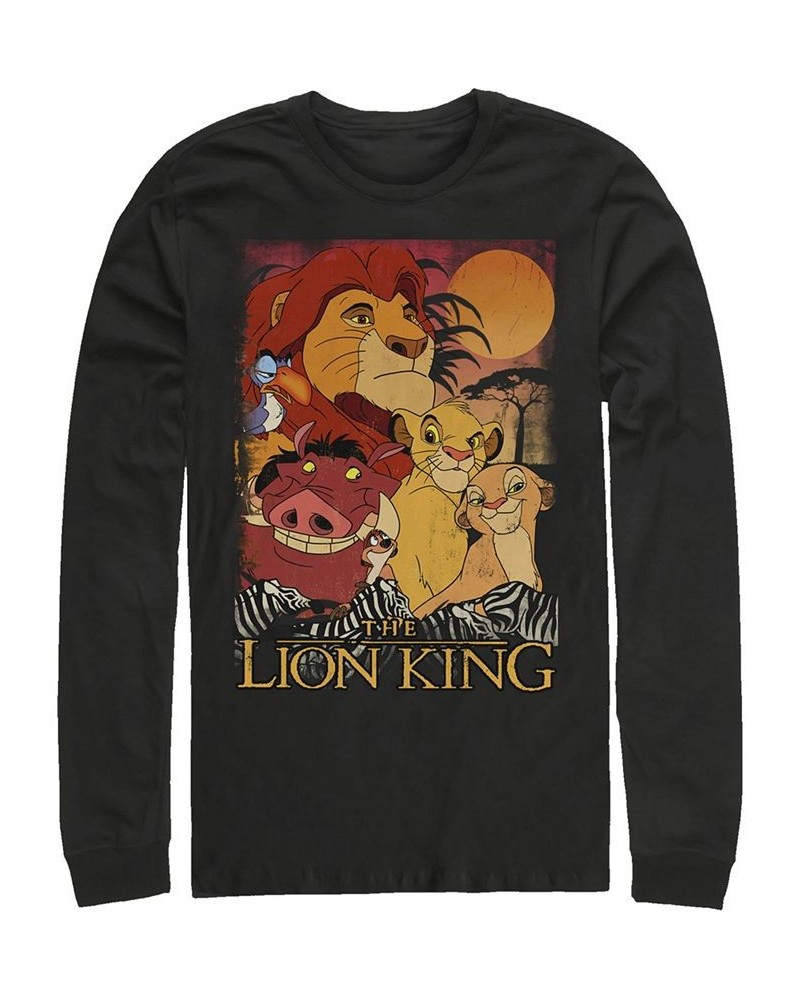 Disney Men's Lion King Happy Group Shot Sunset, Long Sleeve T-Shirt Black $20.00 T-Shirts