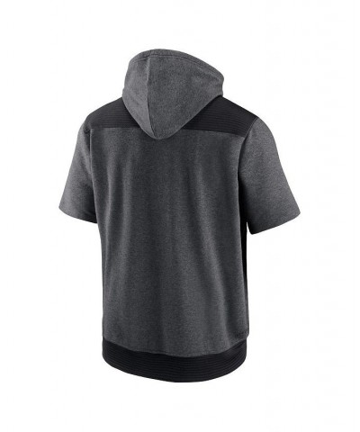 Men's Heathered Charcoal and Black Tampa Bay Rays Authentic Collection Dry Flux Performance Quarter-Zip Short Sleeve Hoodie $...