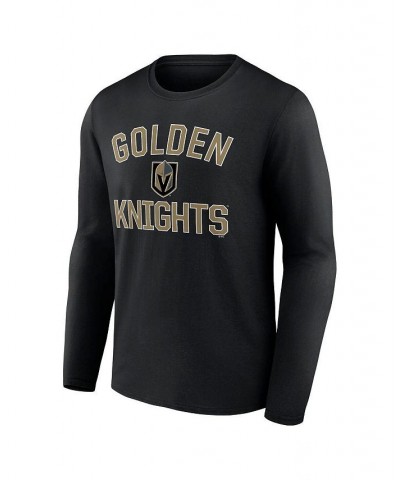 Men's Branded Black Vegas Golden Knights Victory Arch Logo Long Sleeve T-shirt $17.33 T-Shirts