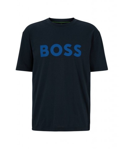 BOSS Men's Logo Print Jersey Crew-Neck T-shirt Blue $35.88 T-Shirts