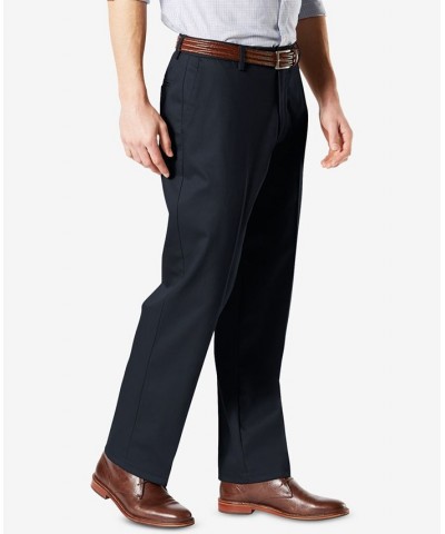 Men's Signature Lux Cotton Classic Fit Creased Stretch Khaki Pants Blue $27.60 Pants