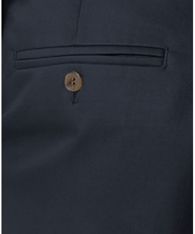 Men's Signature Lux Cotton Classic Fit Creased Stretch Khaki Pants Blue $27.60 Pants