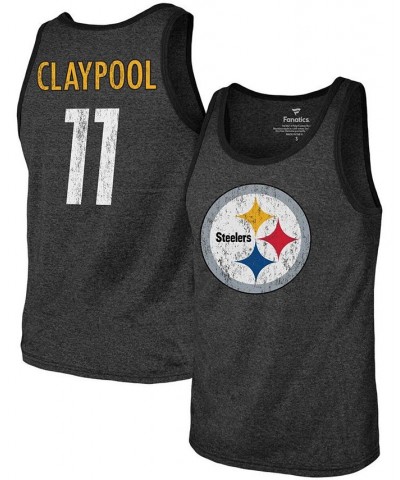 Men's Chase Claypool Heathered Black Pittsburgh Steelers Name Number Tri-Blend Tank Top $21.50 T-Shirts