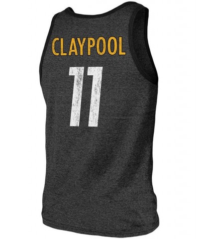 Men's Chase Claypool Heathered Black Pittsburgh Steelers Name Number Tri-Blend Tank Top $21.50 T-Shirts