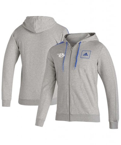 Men's Heathered Gray Nashville Predators 3-Stripe Tape Full-Zip Track Jacket $28.70 Jackets