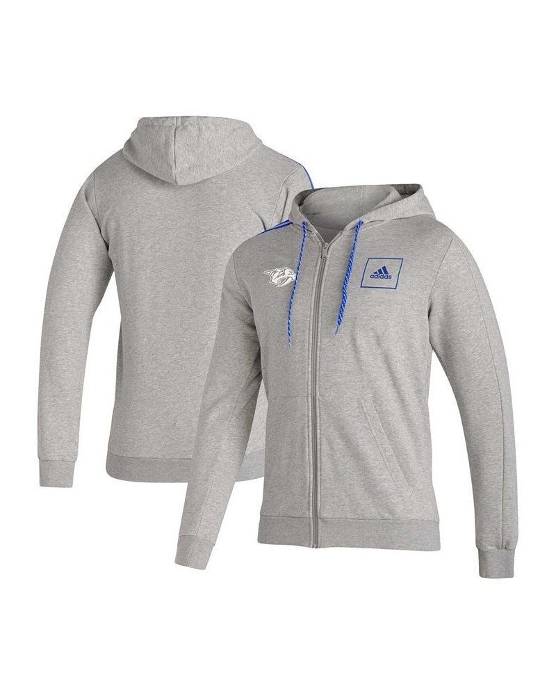 Men's Heathered Gray Nashville Predators 3-Stripe Tape Full-Zip Track Jacket $28.70 Jackets