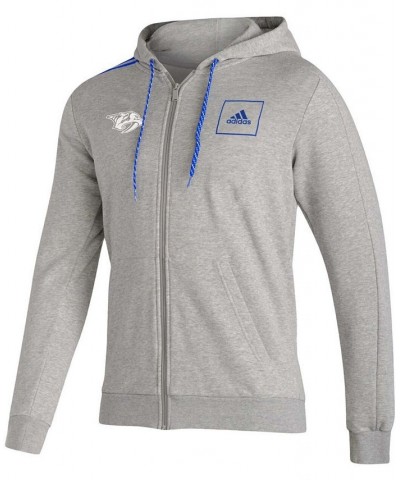 Men's Heathered Gray Nashville Predators 3-Stripe Tape Full-Zip Track Jacket $28.70 Jackets