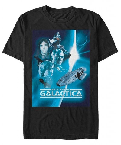 Battlestar Galactica Men's Retro Poster Short Sleeve T-Shirt Black $15.05 T-Shirts